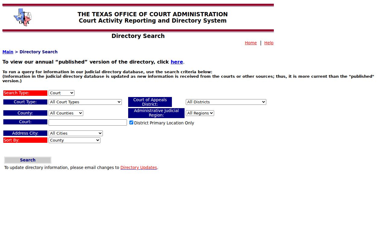 Panola County warrant search routing through the live Texas court directory